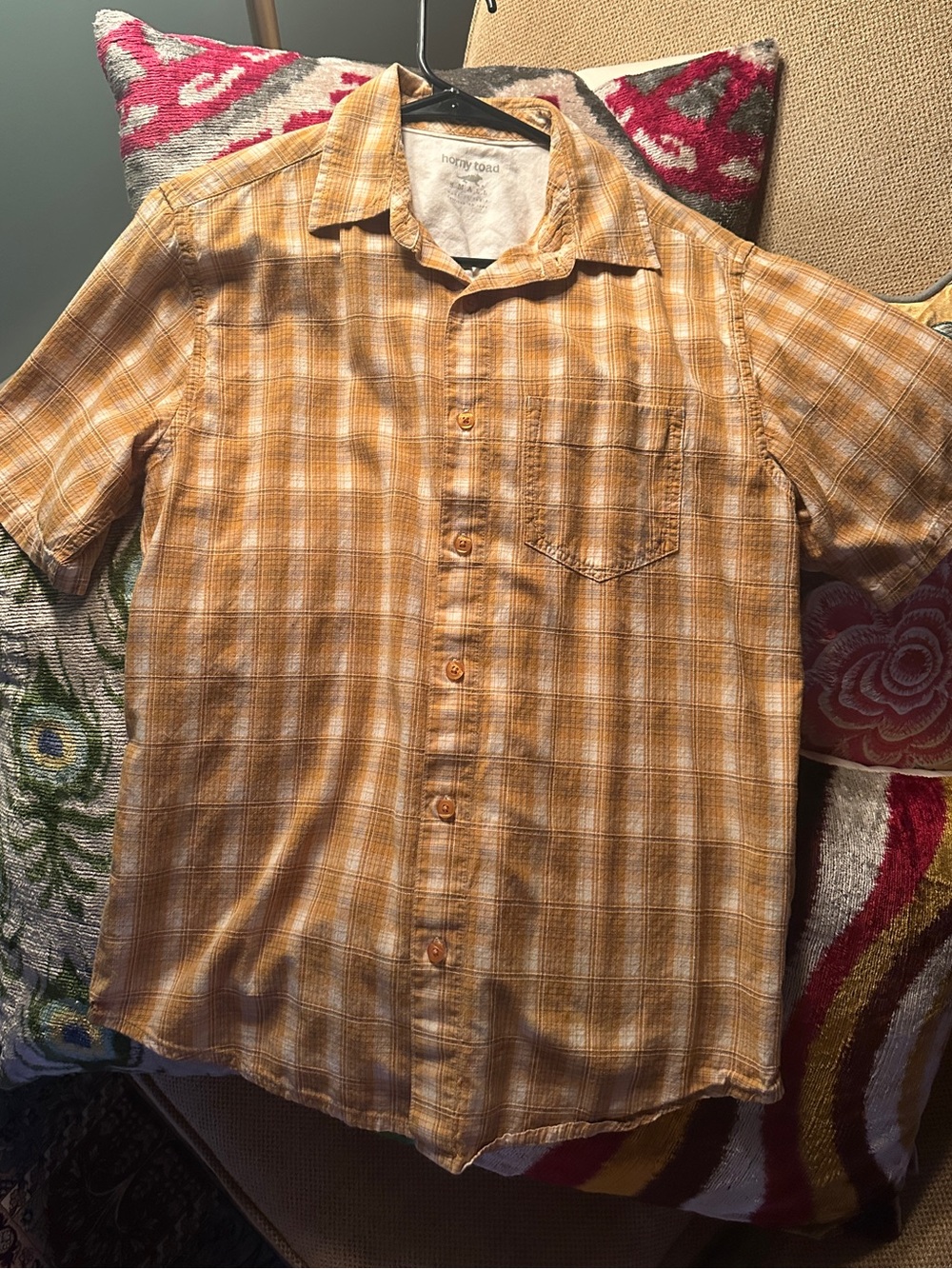 Toad&Co Men's Yellow Plaid Short-Sleeve Button-Up Shirt